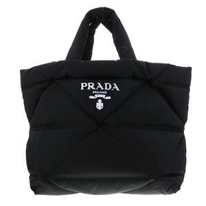 PRADA Padded Quilted Tote Bag Black A